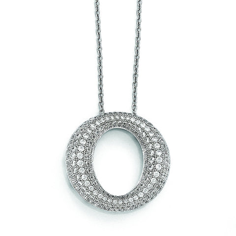 Sterling Silver & CZ Brilliant Embers Necklace QMP405 - shirin-diamonds