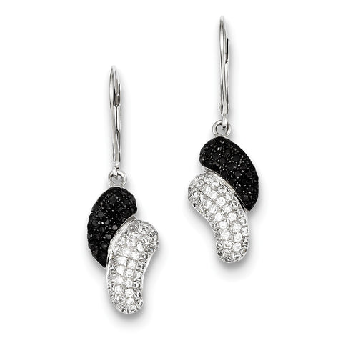 Sterling Silver & CZ Leverback Earrings QMP443 - shirin-diamonds