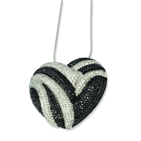 Sterling Silver & CZ Brilliant Embers Heart Necklace QMP465 - shirin-diamonds
