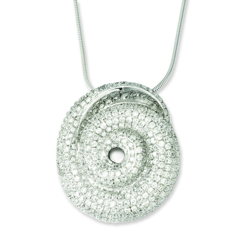 Sterling Silver & CZ Brilliant Embers Swirl Necklace QMP479 - shirin-diamonds