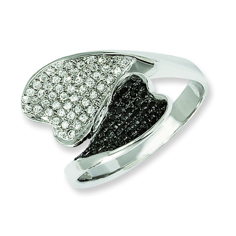 Sterling Silver & CZ Brilliant Embers Hearts Ring QMP490 - shirin-diamonds