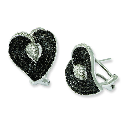 Sterling Silver & CZ Brilliant Embers Heart Post Earrings QMP511 - shirin-diamonds