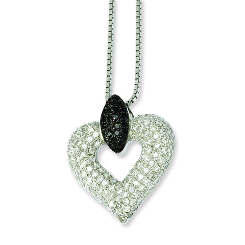 Sterling Silver & CZ Brilliant Embers Heart Necklace QMP515 - shirin-diamonds