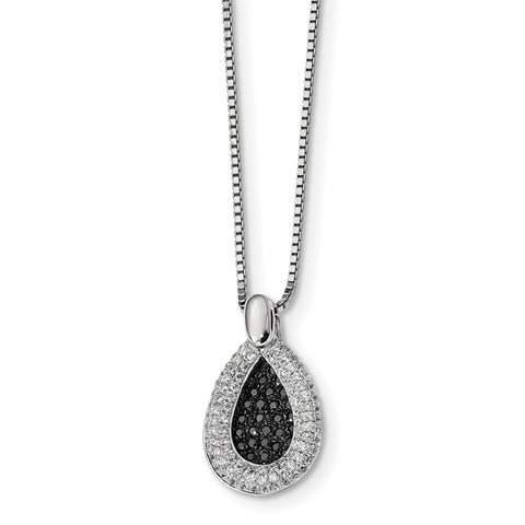 Sterling Silver & CZ Brilliant Embers Teardrop Necklace QMP517 - shirin-diamonds