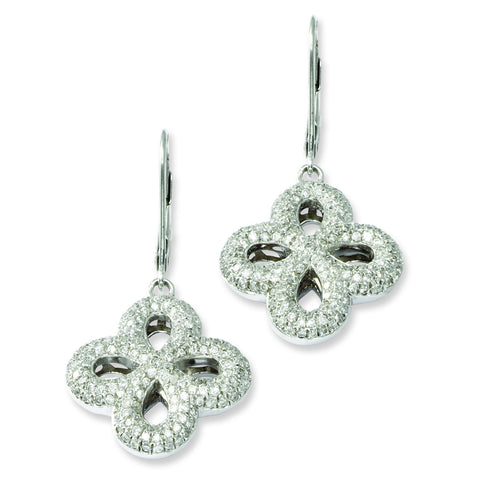 Sterling Silver & CZ Brilliant Embers Leverback Earrings QMP520 - shirin-diamonds