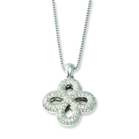 Sterling Silver & CZ Brilliant Embers Necklace QMP521 - shirin-diamonds