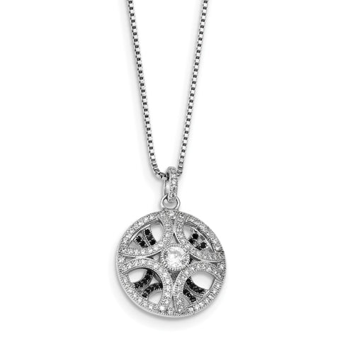 Sterling Silver & CZ Brilliant Embers Necklace QMP546 - shirin-diamonds