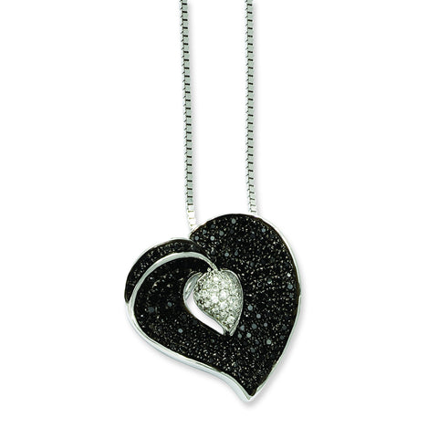 Sterling Silver & CZ Brilliant Embers Heart Necklace QMP566 - shirin-diamonds
