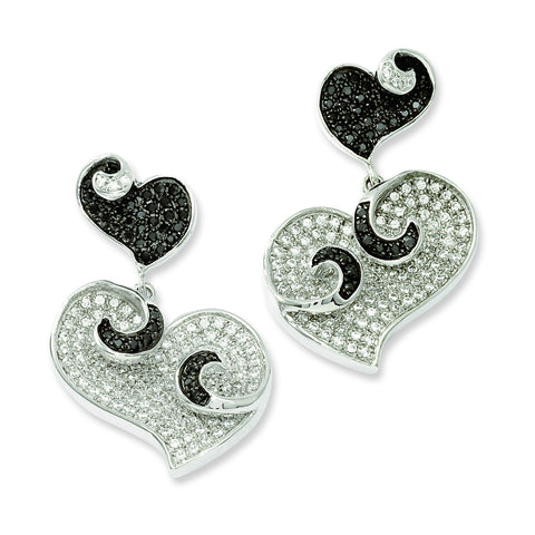 Sterling Silver & CZ Brilliant Embers Heart Post Earrings QMP569 - shirin-diamonds