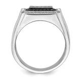 Sterling Silver & CZ Brilliant Embers Black & White Men's Ring Size 11