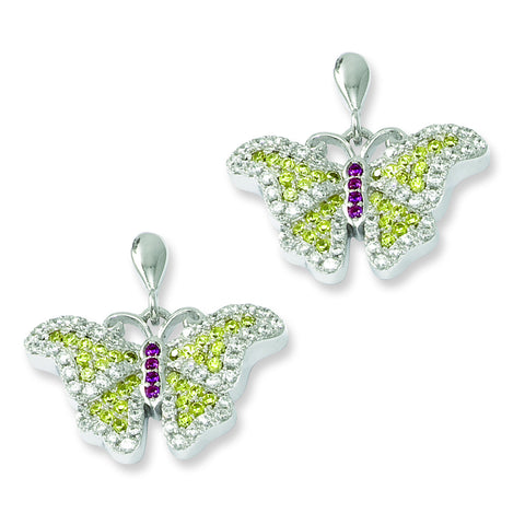 Sterling Silver & CZ Brilliant Embers Butterfly Earrings QMP579 - shirin-diamonds