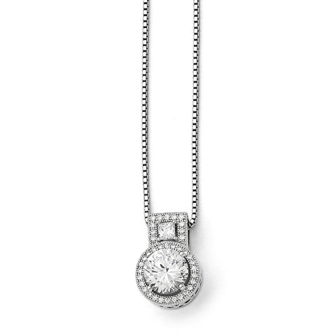 Sterling Silver & CZ Brilliant Embers Necklace QMP582 - shirin-diamonds