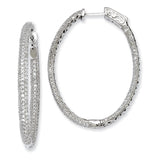 Sterling Silver Pav‚ Rhodium-plated CZ Hinged Oval Hoop Earrings QMP589 - shirin-diamonds
