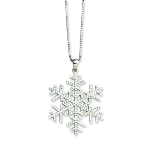 Sterling Silver & CZ Brilliant Embers Snowflake Necklace QMP777 - shirin-diamonds
