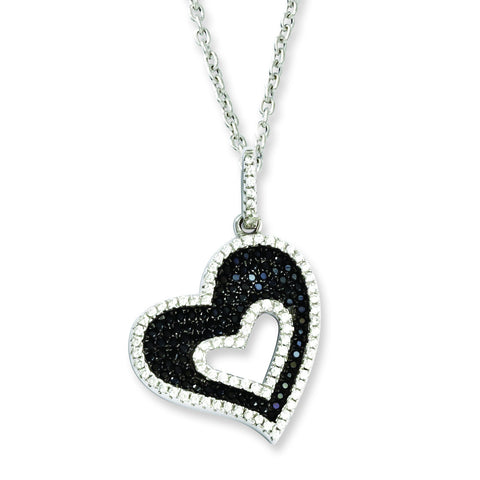 Sterling Silver & CZ Brilliant Embers Heart Necklace QMP793 - shirin-diamonds
