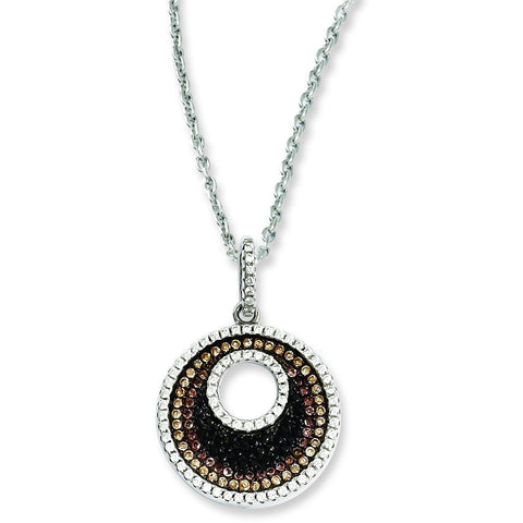 Sterling Silver & CZ Brilliant Embers Circle Necklace QMP797 - shirin-diamonds
