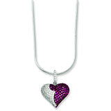 Sterling Silver & CZ Brilliant Embers Heart Necklace QMP817 - shirin-diamonds