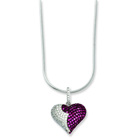 Sterling Silver & CZ Brilliant Embers Heart Necklace QMP817 - shirin-diamonds