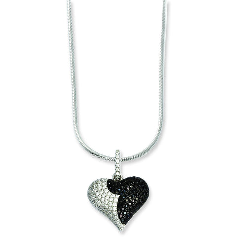 Sterling Silver & CZ Brilliant Embers Heart Necklace QMP818 - shirin-diamonds