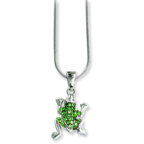 Sterling Silver & CZ Brilliant Embers Frog Necklace QMP830 - shirin-diamonds