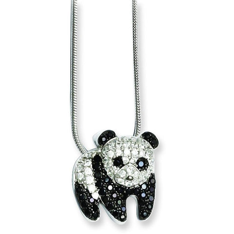 Sterling Silver & CZ Brilliant Embers Panda Necklace QMP831 - shirin-diamonds