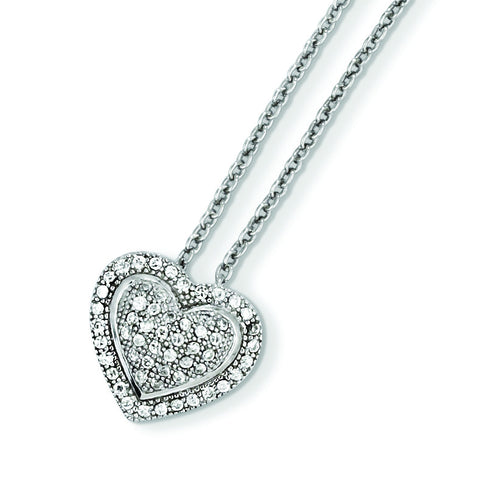 Sterling Silver & CZ Brilliant Embers Heart Necklace QMP874 - shirin-diamonds