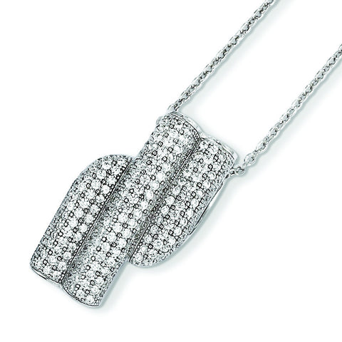 Sterling Silver & CZ Brilliant Embers Necklace QMP885 - shirin-diamonds