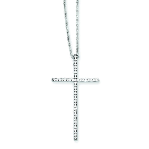 Sterling Silver & CZ Brilliant Embers Cross Necklace QMP886 - shirin-diamonds