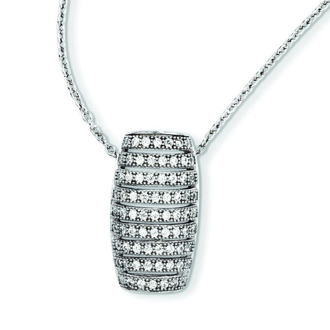 Sterling Silver & CZ Brilliant Embers Necklace QMP898 - shirin-diamonds