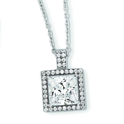 Sterling Silver & CZ Brilliant Embers Necklace QMP899 - shirin-diamonds