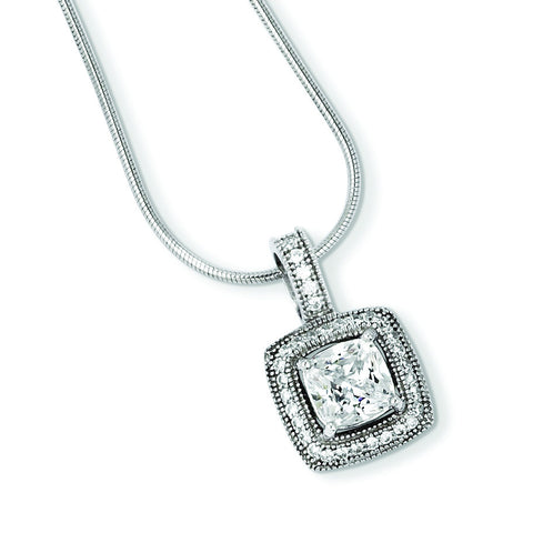 Sterling Silver & CZ Brilliant Embers Necklace QMP902 - shirin-diamonds