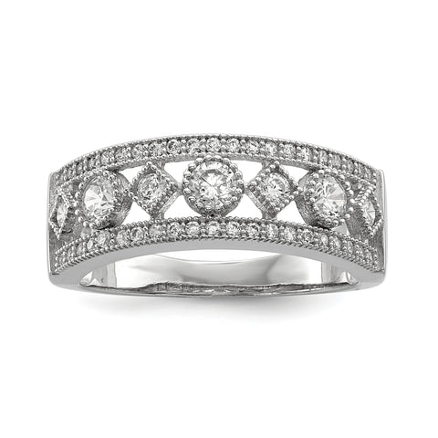 Sterling Silver & CZ Brilliant Embers Ring QMP927 - shirin-diamonds