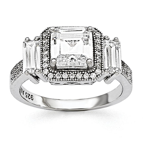 Sterling Silver & CZ Brilliant Embers Ring QMP945 - shirin-diamonds