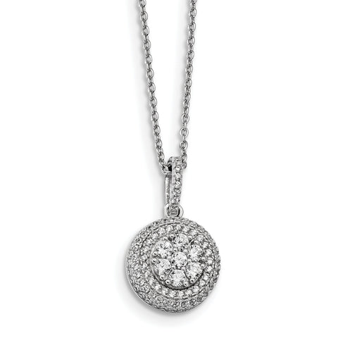 Sterling Silver & CZ Brilliant Embers Necklace QMP998 - shirin-diamonds