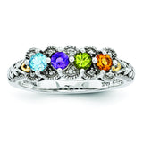 Sterling Silver & 14k Four-stone and Diamond Mother's Ring Semi-Mount QMR38/4 - shirin-diamonds