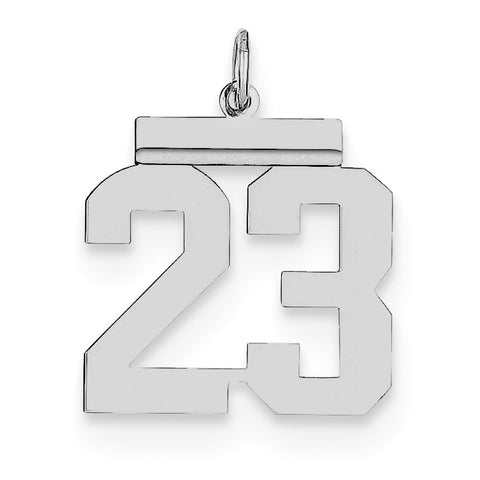 Sterling Silver Medium Polished Number 23 QMS23 - shirin-diamonds