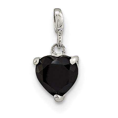Sterling Silver Black CZ Heart Enhancer QN138 - shirin-diamonds