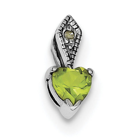 Sterling Silver Diamond & Peridot Heart Pendant QP1012 - shirin-diamonds