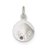Sterling Silver Hope w/Pink CZ Disc Charm QP1251 - shirin-diamonds