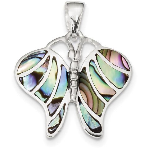 Sterling Silver Abalone Butterfly Pendant QP1305 - shirin-diamonds