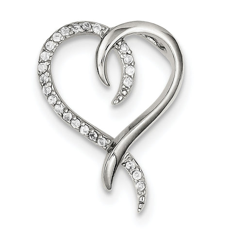 Sterling Silver CZ Heart Slide QP1345 - shirin-diamonds