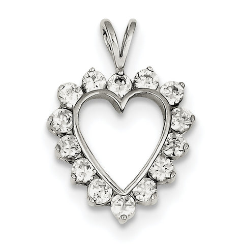 Sterling Silver CZ Heart Pendant QP1354 - shirin-diamonds