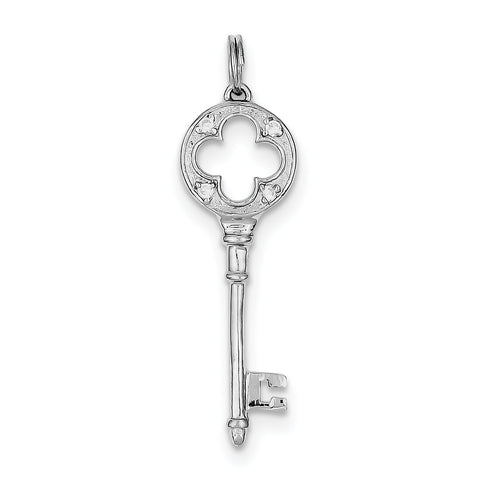 Sterling Silver CZ Key Pendant QP1544 - shirin-diamonds