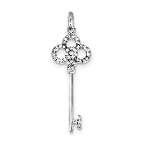 Sterling Silver CZ Key Pendant QP1545 - shirin-diamonds