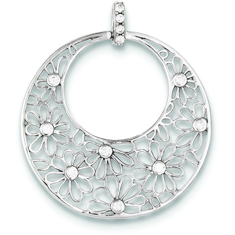 Sterling Silver Cut-out Flowers and CZ Circle Pendant QP1794 - shirin-diamonds