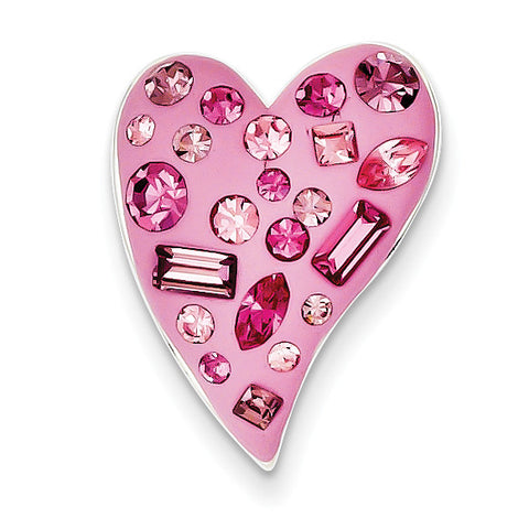 Sterling Silver Stellux Crystal Pink Heart Slide Pendant QP1901 - shirin-diamonds