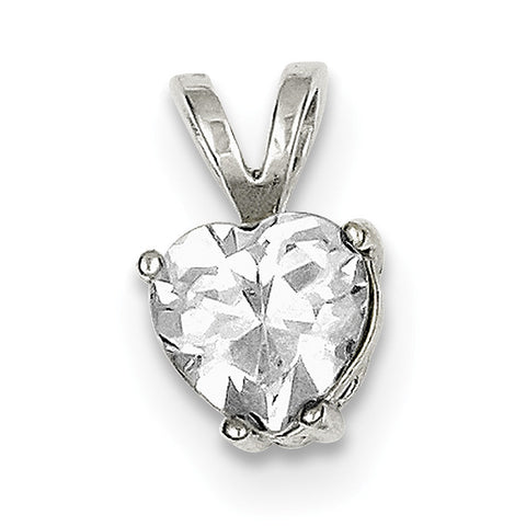 Sterling Silver Heart CZ Pendant QP19 - shirin-diamonds