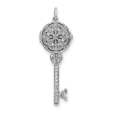 Sterling Silver CZ Key Locket QP2033 - shirin-diamonds