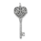 Sterling Silver CZ Heart Key Locket QP2034 - shirin-diamonds