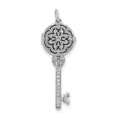 Sterling Silver CZ Key Locket QP2035 - shirin-diamonds